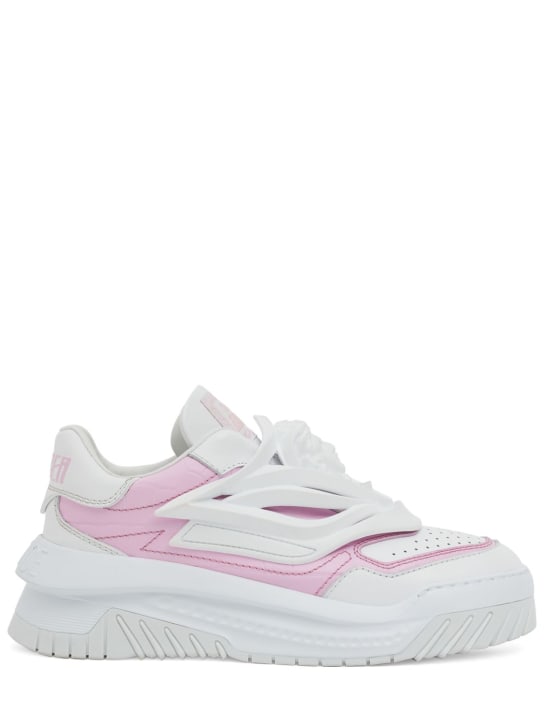 Versace: Leather sneakers - White/Pink - women_0 | Luisa Via Roma