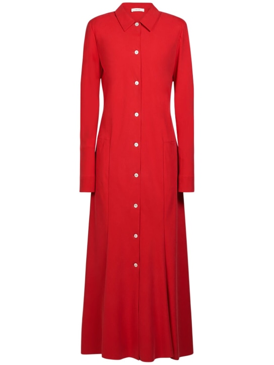 The Row: Myra silk long shirt dress - Red - women_0 | Luisa Via Roma