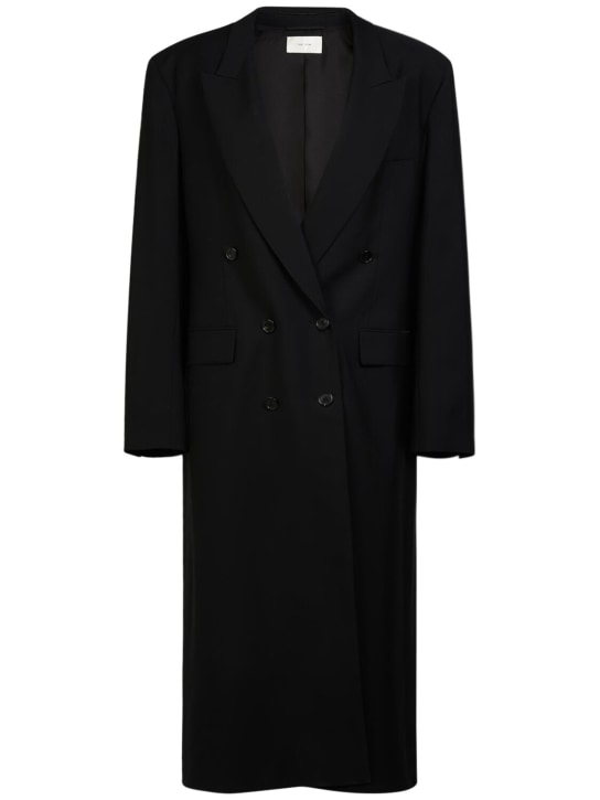 The Row: Dennet wool long coat - Black - women_0 | Luisa Via Roma