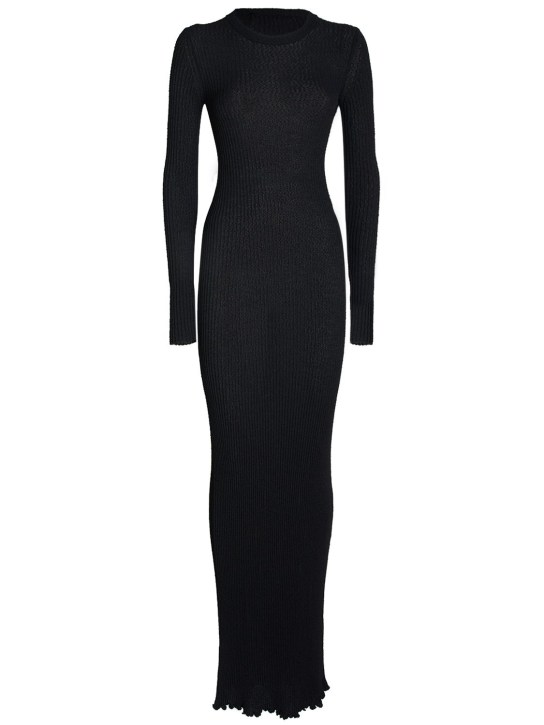 AMI Paris: Viscose bouclé maxi dress - Black - women_0 | Luisa Via Roma