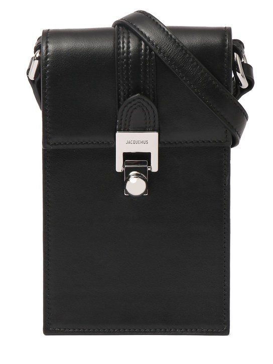 Jacquemus: Le Petit Maleti leather bag - Black - men_0 | Luisa Via Roma