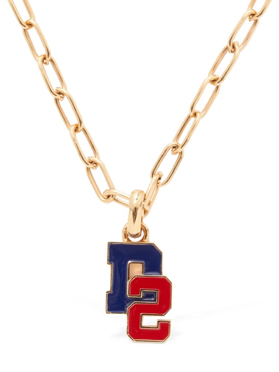 Dsquared2: College long chain necklace - Gold/Multi - men_0 | Luisa Via Roma