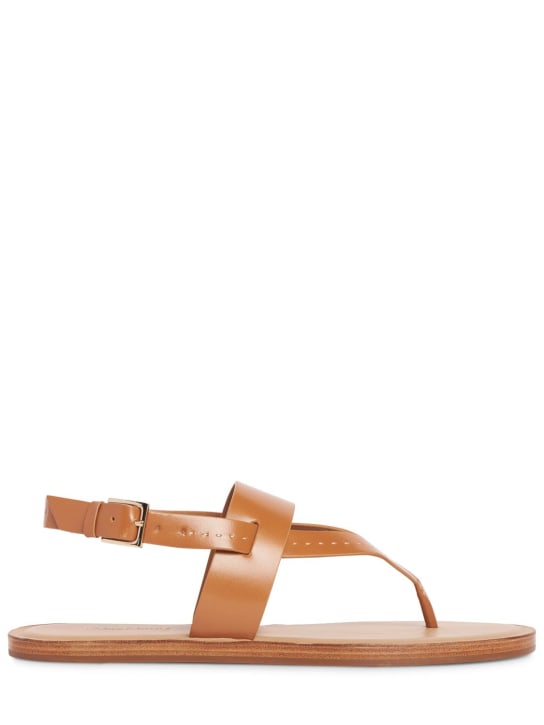 Max Mara: 10mm Leather thong thong sandals - Tan - women_0 | Luisa Via Roma
