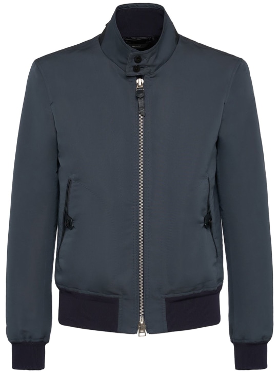 Tom Ford: Cotton poplin & silk zipped jacket - Navy - men_0 | Luisa Via Roma