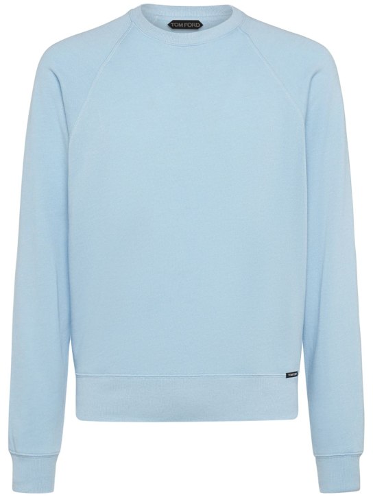 Tom Ford: Sweatshirt aus Baumwollmischung "Melange Vintage" - Himmelblau - men_0 | Luisa Via Roma