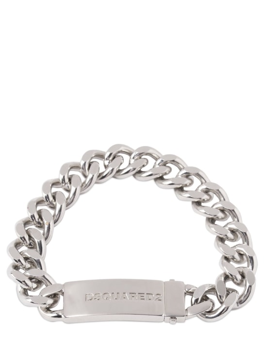 Dsquared2: Chained2 brass chain bracelet - Silver - men_0 | Luisa Via Roma