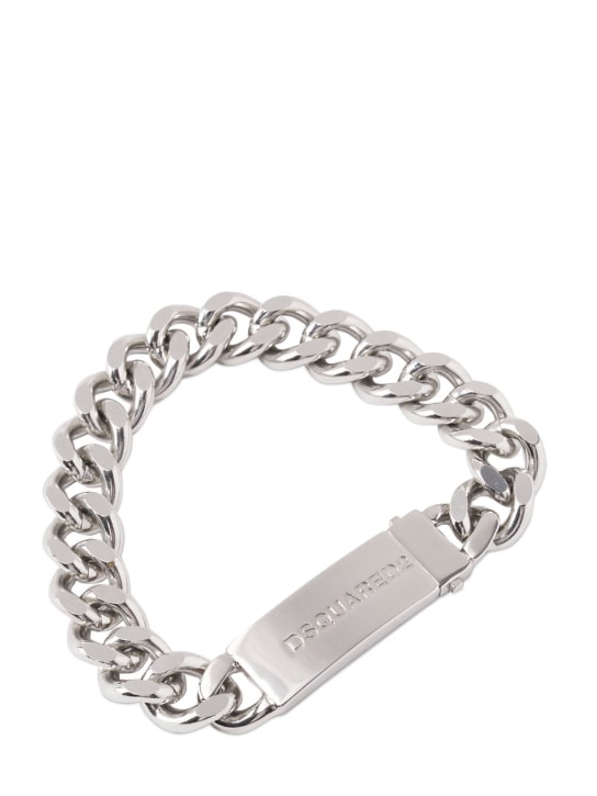Dsquared2: Chained2 brass chain bracelet - Silver - men_1 | Luisa Via Roma