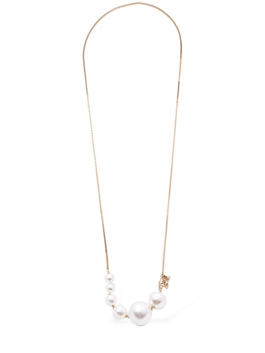 Dsquared2: Halskette mit Perlenimitat „Dsq2“ - Weiß/Gold - women_1 | Luisa Via Roma