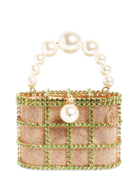 Rosantica: Holli Bling top handle bag w/crystals - Green/Peach - women_0 | Luisa Via Roma