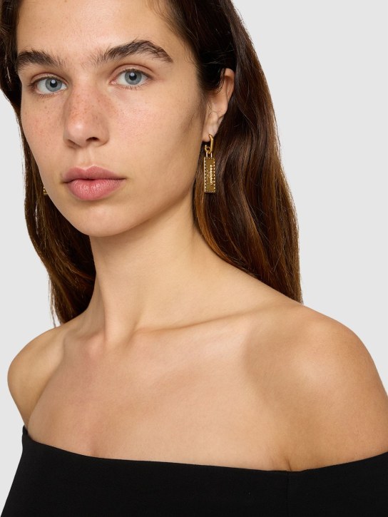 Balmain: Boucles d’oreilles en laiton Signature Tubular - Or - women_1 | Luisa Via Roma