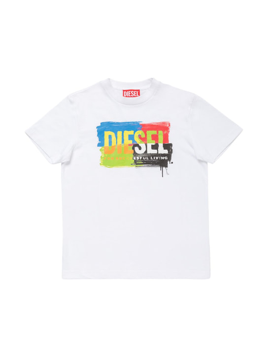 Diesel Kids: Camiseta de algodón jersey - Blanco - kids-girls_0 | Luisa Via Roma