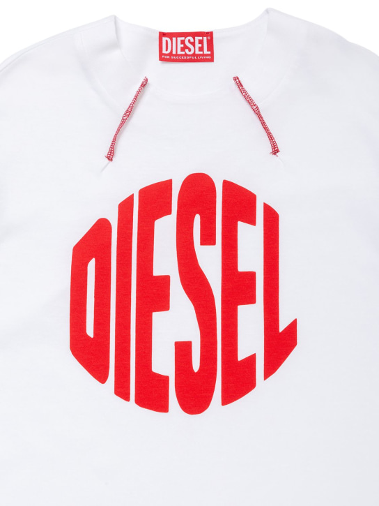 Diesel Kids: Maxi logo cotton t-shirt - White - kids-boys_1 | Luisa Via Roma