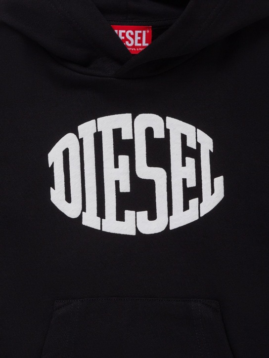 Diesel Kids: Cotton sweatshirt hoodie - Black - kids-boys_1 | Luisa Via Roma