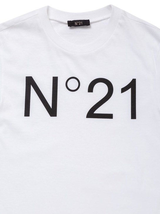 N°21: T-shirt en jersey de coton à imprimé logo - Blanc - kids-girls_1 | Luisa Via Roma