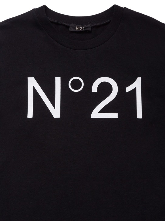 N°21: T-shirt in jersey di cotone con logo - Nero - kids-boys_1 | Luisa Via Roma