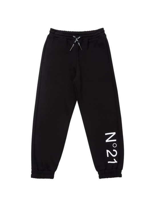 N°21: Pantalones deportivos de jersey de algodón - Negro - kids-boys_0 | Luisa Via Roma