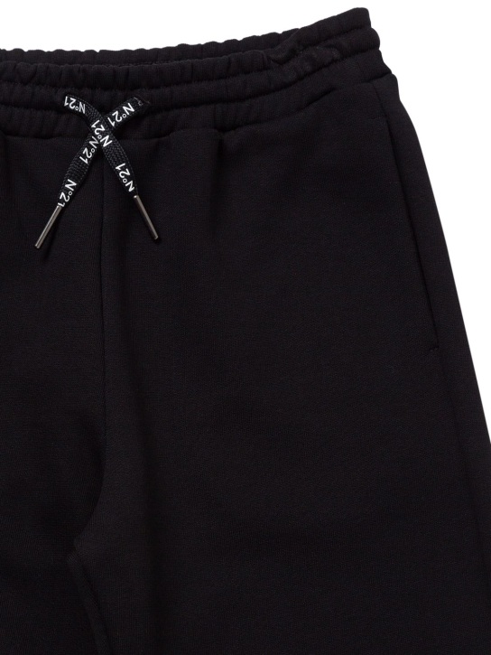 N°21: Logo print cotton jersey sweatpants - Black - kids-girls_1 | Luisa Via Roma