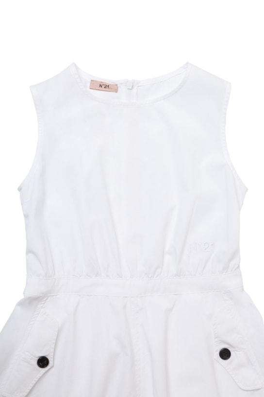 N°21: Sleeveless cotton poplin pocket dress - White - kids-girls_1 | Luisa Via Roma