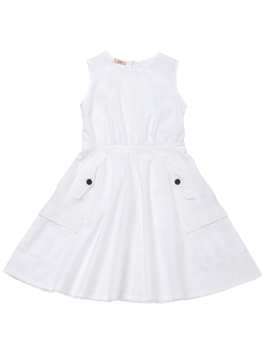 N°21: Sleeveless cotton poplin pocket dress - White - kids-girls_0 | Luisa Via Roma