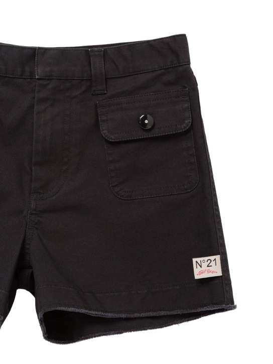 N°21: Cotton blend pocket shorts - Black - kids-girls_1 | Luisa Via Roma