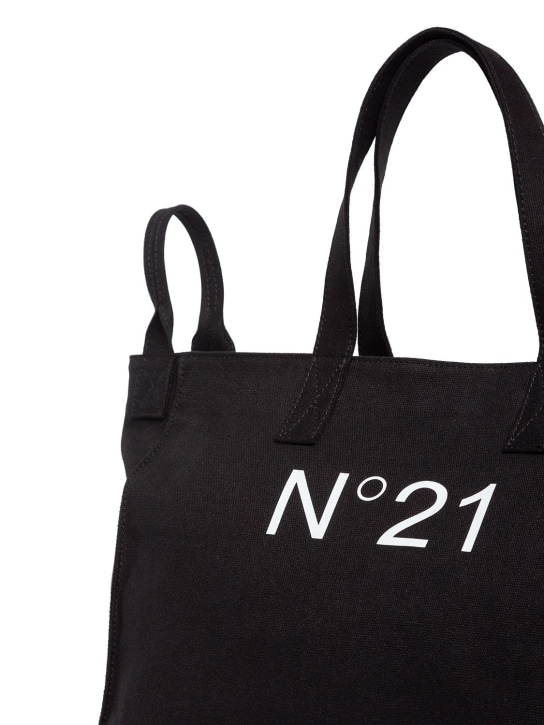 N°21: Logo print nylon top handle bag - Black - kids-girls_1 | Luisa Via Roma