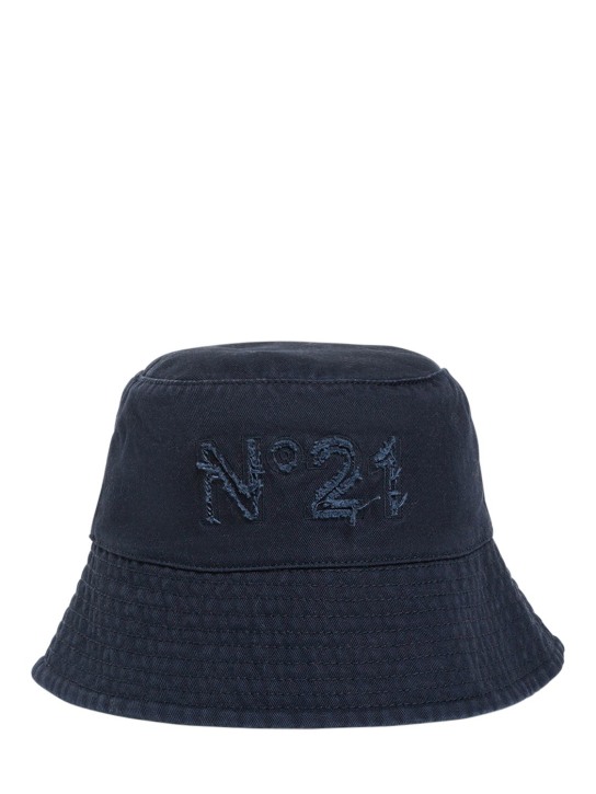 N°21: Cotton bucket hat w/logo - Navy - kids-boys_0 | Luisa Via Roma