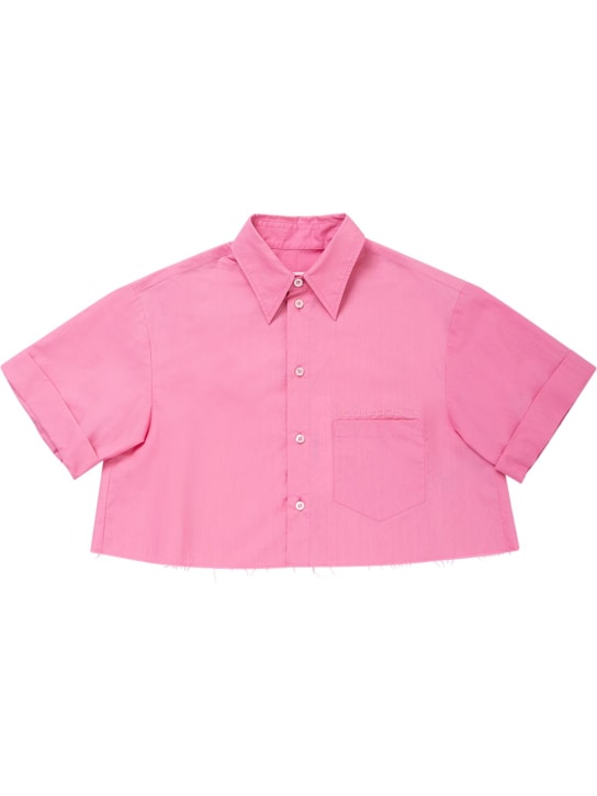 MM6 Maison Margiela: Cotton poplin cropped shirt - Fuchsia - kids-girls_0 | Luisa Via Roma