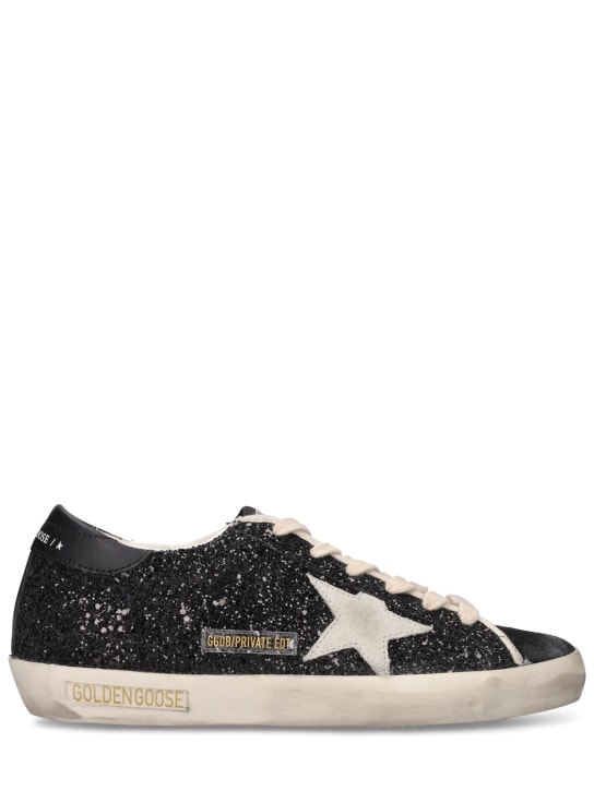 Golden Goose: Sneakers Super-Star con glitter LVR Exclusive - Negro - women_0 | Luisa Via Roma