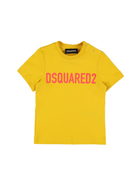 Dsquared2: T-shirt en jersey de coton imprimé - Jaune - kids-boys_0 | Luisa Via Roma