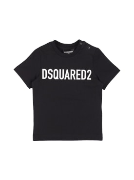Dsquared2: T-shirt in jersey di cotone stampato - Nero - kids-girls_0 | Luisa Via Roma