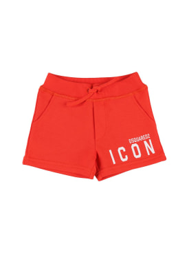 Dsquared2: Shorts in felpa di cotone con logo - Rosso - kids-girls_0 | Luisa Via Roma