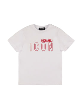 Dsquared2: Icon logo cotton jersey t-shirt - White - kids-boys_0 | Luisa Via Roma