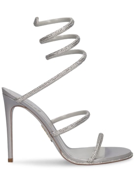 René Caovilla: 105mm Embellished leather sandals - Silver - women_0 | Luisa Via Roma