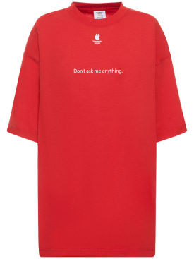 VETEMENTS: Don't Ask printed cotton t-shirt - Red - women_0 | Luisa Via Roma