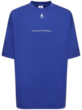 VETEMENTS: T-shirt Don’t Ask in cotone con stampa - Blu - men_0 | Luisa Via Roma