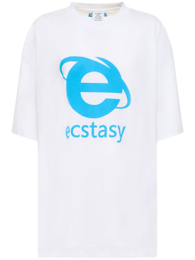 VETEMENTS: T-shirt en coton imprimé Ecstasy - Blanc - women_0 | Luisa Via Roma
