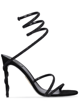 René Caovilla: 105mm Margot satin & crystal sandals - Black - women_0 | Luisa Via Roma