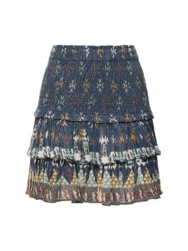 Marant Etoile: Naomi printed ruffled mini skirt - Green/Multi - women_0 | Luisa Via Roma