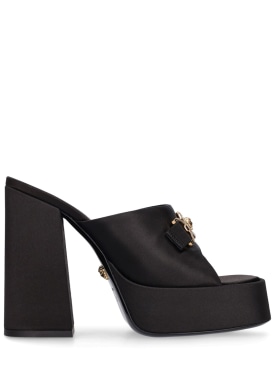 Versace: 120毫米绸缎穆勒鞋 - 黑色 - women_0 | Luisa Via Roma