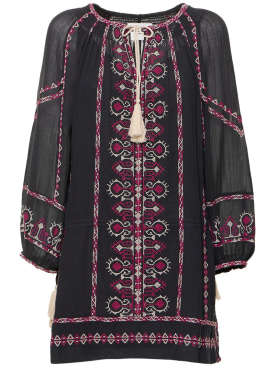 Marant Etoile: Parsley print cotton mini dress - Black - women_0 | Luisa Via Roma