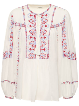 Marant Etoile: Kiledia printed cotton long sleeve shirt - White - women_0 | Luisa Via Roma