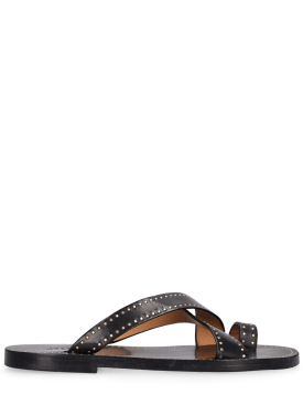 Isabel Marant: 10mm Jinsay leather flat sandals - Black - women_0 | Luisa Via Roma
