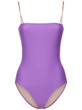 Dolla Paris: Lola one piece swimsuit w/chain straps - Purple - women_0 | Luisa Via Roma