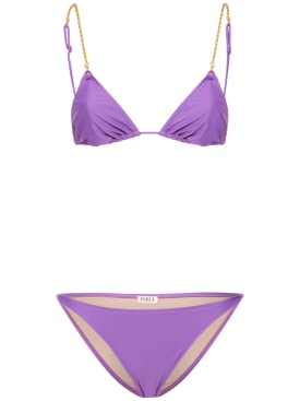 Dolla Paris: Dolores triangle bikini set w/chain - Purple - women_0 | Luisa Via Roma