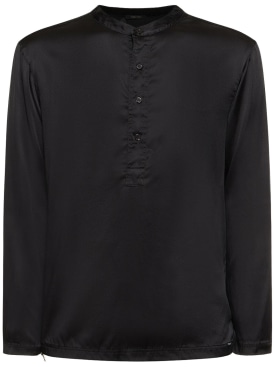 Tom Ford: Silk pajama shirt - Black - men_0 | Luisa Via Roma