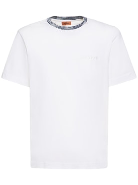 Missoni: Camiseta de algodón jersey teñido - Blanco - men_0 | Luisa Via Roma
