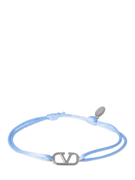 Valentino Garavani: V logo signature adjustable bracelet - Light Blue - men_0 | Luisa Via Roma