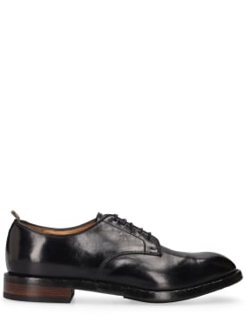 Officine Creative: Temple leather derby shoes - Canyon Nero - men_0 | Luisa Via Roma
