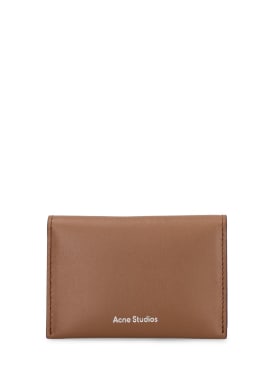 Acne Studios: Flap leather card holder - Camel Brown - men_0 | Luisa Via Roma