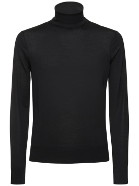 Tom Ford: Fine gauge wool roll neck sweater - Black - men_0 | Luisa Via Roma